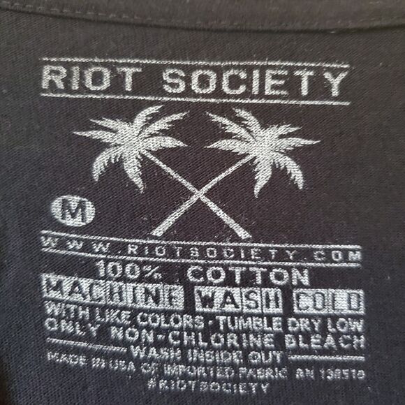 Riot Society Official Black Sz M Graphic Logo Men's Cotton Short Sleeve T Shirt - Picture 3 of 6